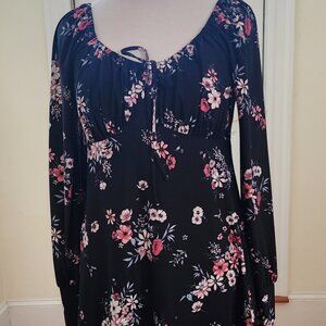 Lily Rose black floral long sleeve dress.  NWT
